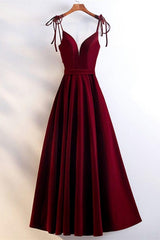Homecomeing Dresses Bodycon, Gorgeous Sweetheart Spaghetti Straps Corset Red Velvet Long A Line Prom Evening Dress