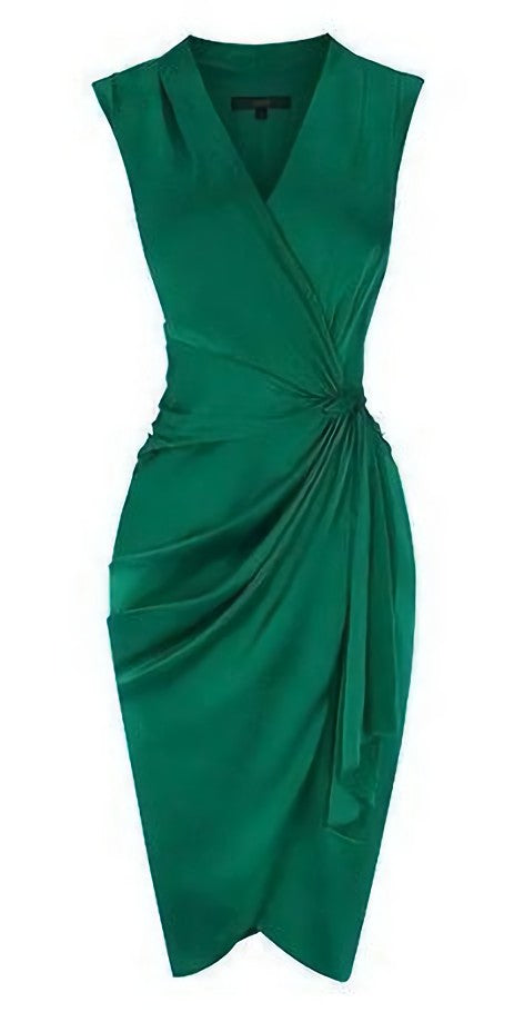 Prom Dresses Piece, A Line Deep V Neck Green Satin Homecoming Dress