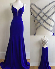 Royal Blue Prom Dress, For Teens Prom Dresses, Graduation School Party Gown