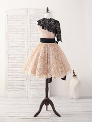 Country Wedding Dress, Champagne Lace Short Prom Dress, Champagne Homecoming Dress