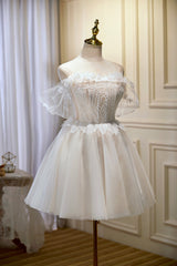Party Dress Baby, Champagne Sweetheart Lace Tulle Party Dress, A-Line Homecoming Dress