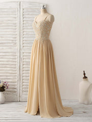 Formal Dresses Long Gowns, Champagne Sweetheart Neck Beads Long Prom Dress Evening Dress