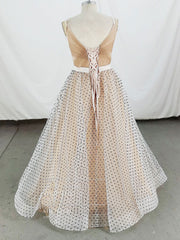 Prom Dress With Shorts, Champagne Sweetheart Tulle Long Prom Dress, Champagne Tulle Formal Dress