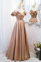 Formal Dress Long Sleeved, Champagne V Neck Ruffle Off-the-Shoulder Pleated Leather Long Formal Dress