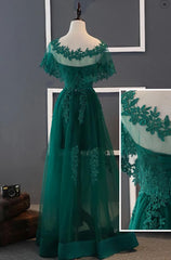 Formal Dress Floral, Charming Dark Green Long A-line Party Dress , Bridesmaid Dress
