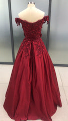 Party Outfit, Charming Dark Red Long Sweetheart A-line Prom Dress, Wine Red Evening Gown