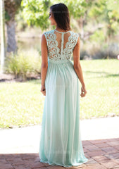Short Prom Dress, Chiffon Long/Floor-Length A-Line/Princess Sleeveless Bateau Zipper Prom Dress With Appliqued