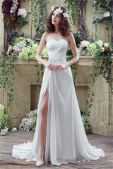 Wedding Dresses Inspiration, Chiffon Sweetheart Neckline A-Line Wedding Dresses With Rhinestones
