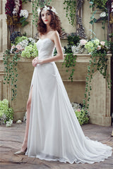 Wedding Dress Inspired, Chiffon Sweetheart Neckline A-Line Wedding Dresses With Rhinestones