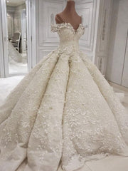 Wedding Dress Hire, Classic Off theshoulder Luxurious Appliques Ball Gown Wedding Dress