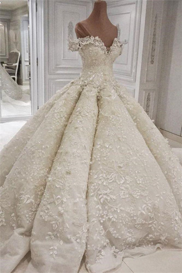 Weddings Dresses Styles, Classic Off theshoulder Luxurious Appliques Ball Gown Wedding Dress