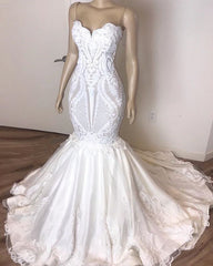 Wedding Dress Unique, Classic Sleeveless Sweetheart Lace Appliques Mermaid Slim Bridal Wedding Dress