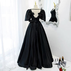 Bridesmaid Dress Fall Colors, Classy Black Prom Dress Formal Dresses with Bubble Sleeves