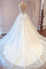 Wedding Dress Bridesmaids, Classy Long Princess Sweetheart Tulle Appliques Lace Wedding Dresses