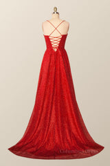 Evening Dress Long, Cowl Neck Red A-line Long Formal Dress