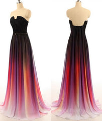 Formal Dress Long Gowns, Custom Made Open Back Ombre Colorful Chiffon Prom Dresses, Backless Evening Dresses