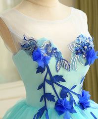 Evening Dress Boutique, Cute A Line Blue Tulle Mini/Short Prom Dress, Blue Homecoming Dress