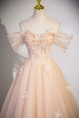 Bridesmaid Dress Styles, Cute Flowers Tulle Long Formal Dresses, Off Shoulder Evening Dresses