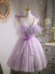 Evening Dresses Long Elegant, Cute Lavender Tulle Short Prom Dress, Lavender Homecoming Dress 2022