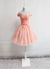 Sparklie Prom Dress, Cute Lovely Off Shoulder Tulle with Lace Party Dress, Prom Dress