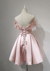 Formal Dress Wear For Ladies, Cute Pink Satin Short Prom Dress , Lovely Party Dress