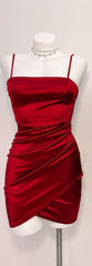 Bridesmaids Dress Style, Cute Pleated Red Short Homecoming Dress Bodycon