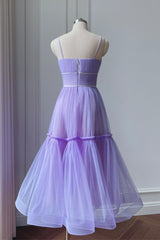 Evening Dress Sale, Cute Tulle Scoop Spaghetti Straps Homecoming Dress, Short Prom Dress