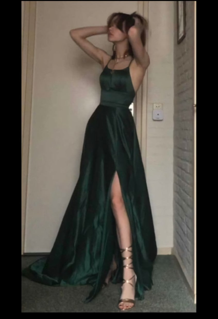 Black Formal Dress, Dark Green Long Prom Dresses Formal Graduation Party Dress