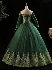 Bridesmaid Dresses Convertable, Dark Green Sleeves with Gold Lace Sweet 16 Dress, Dark Green Long Formal Dress