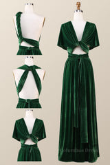Prom Ideas, Dark Green Velvet Convertible Bridesmaid Dress
