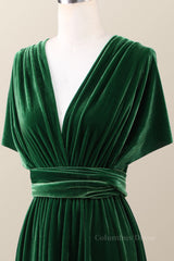 Homecoming, Dark Green Velvet Convertible Bridesmaid Dress