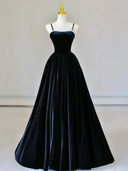 Bridesmaid Dresses Website, Dark Navy Blue Velvet Long Prom Dresses, Dark Navy Blue Velvet Long Formal Evening Dresses