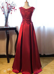 Beauty Dress Design, Dark Red Lace Long Junior Prom Dress, Lace Top Party Dress
