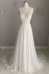 Evenning Dresses Short, Deep V Neck White Lace Long Prom Dress, Long White Formal Dress, White Lace Evening Dress, White Bridesmaid Dress
