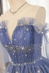 Prom Dressed Ball Gown, Diamond Blue Tulle Short Homecoming Dress