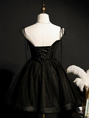 Evening Dresses Formal, Black Straps Tulle Short Homecoming Dress, Prom Dress, Little Black Party Dresses