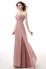 Bodycon Dress, Dusty Pink A-Line Sweetheart Pleated Prom Dresses