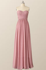 Prom Dresses Inspired, Sweetheart Blush Pink Chiffon Long Bridesmaid Dress