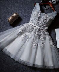 Formal Dresses For Girls, Cute A Line Tulle Lace Short Prom Dress, Homecoming Dress