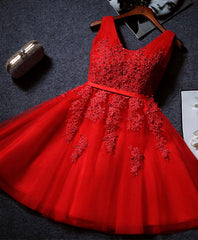 Formal Dresses For Weddings Mothers, Cute A Line Tulle Lace Short Prom Dress, Homecoming Dress