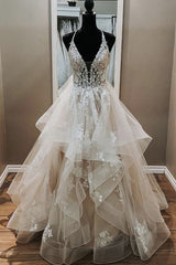 Wedding Dress Designers, Elegant A-line V Neck Backless Appliques Tulle Lace Wedding Dresses,Bridal Gown