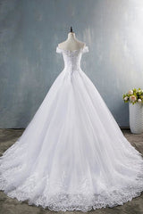 Wedding Dresses Brides, Elegant Appliques Lace Tulle A-line Wedding Dress