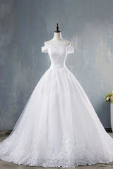 Wedding Dress Brides, Elegant Appliques Lace Tulle A-line Wedding Dress