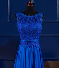 Evening Dresses Store, Elegant Blue Satin A-line Long Prom Dress , Bridesmaid Dress for Sale