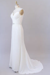 Wedding Dress 2023, Elegant Ruffle Beading Chiffon Sheath Wedding Dress