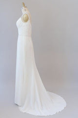 Wedding Dresses 2023, Elegant Ruffle Beading Chiffon Sheath Wedding Dress
