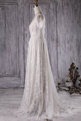 Wedding Dress Silhouettes Guide, Elegant Short Sleeve A-line Lace Wedding Dress