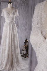 Wedding Dress Styles 2022, Elegant Short Sleeve A-line Lace Wedding Dress