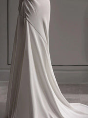 Wedding Dress Dresses, Elegant Spaghetti Straps Sheath Simple Silk Satin Wedding Dress Floor Length