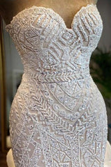 Wedding Dresses For Sale, Elegant Sweetheart Lace Up Crystal Mermaid Wedding Dresses